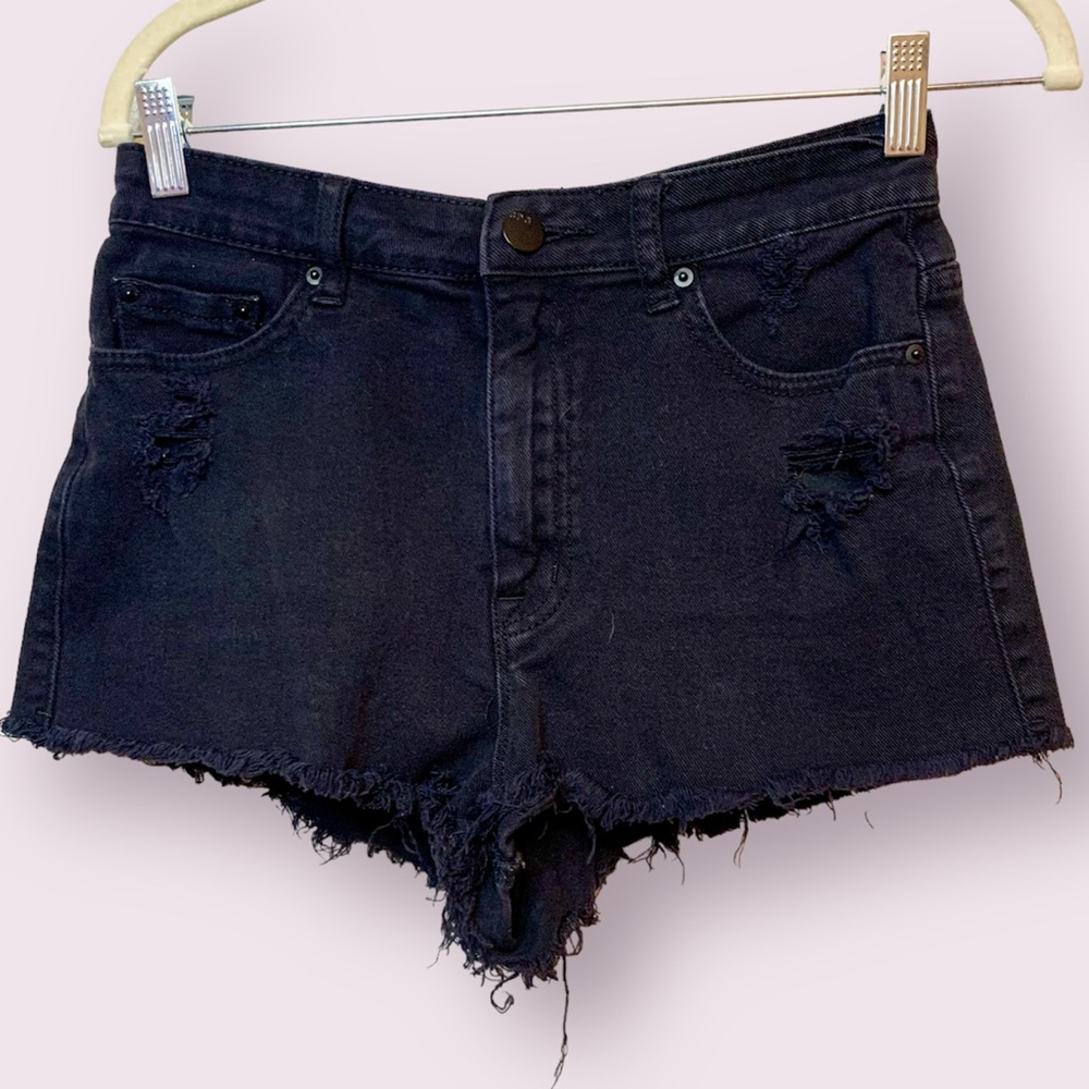 BDG High Rise Cheeky Distressed Denim Jean Shorts Urban Outfitters Black Size 29